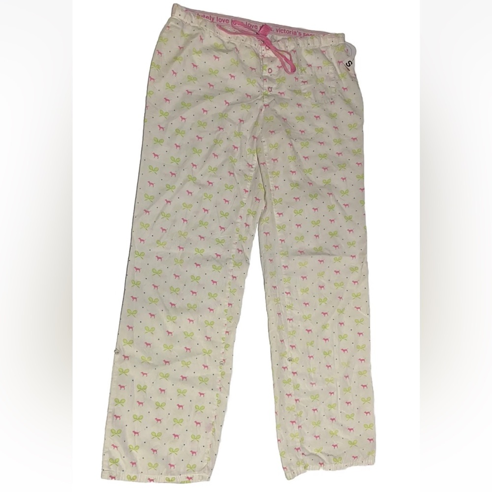 pink victoria secret pajama small new button waist 32 drawstring 100% cotton